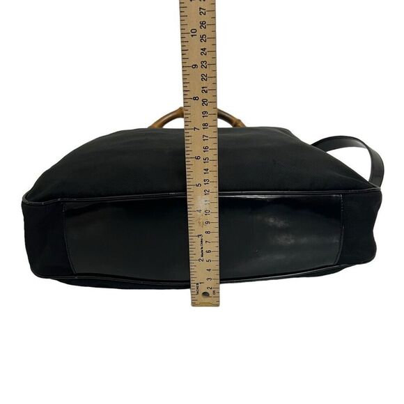 Gucci Bamboo Handle Black Nylon Two Way Shoulder Bag Authentic w Serial # - Picture 11 of 14